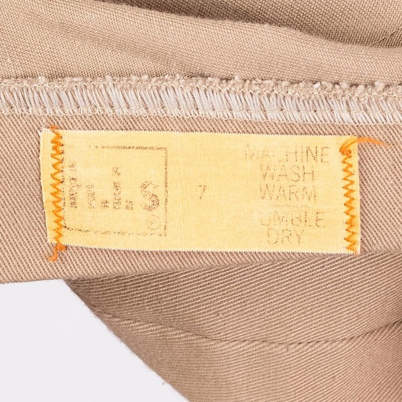 70s High Waisted Khaki Twill Flared Pants - Extra Small, 24" | H.I.S. Flares - Picture 7 of 8